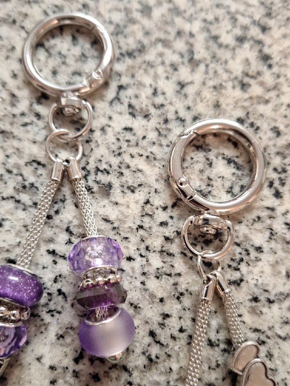 Purple and Blue Beaded Charm Keychains - Picture 5 of 6